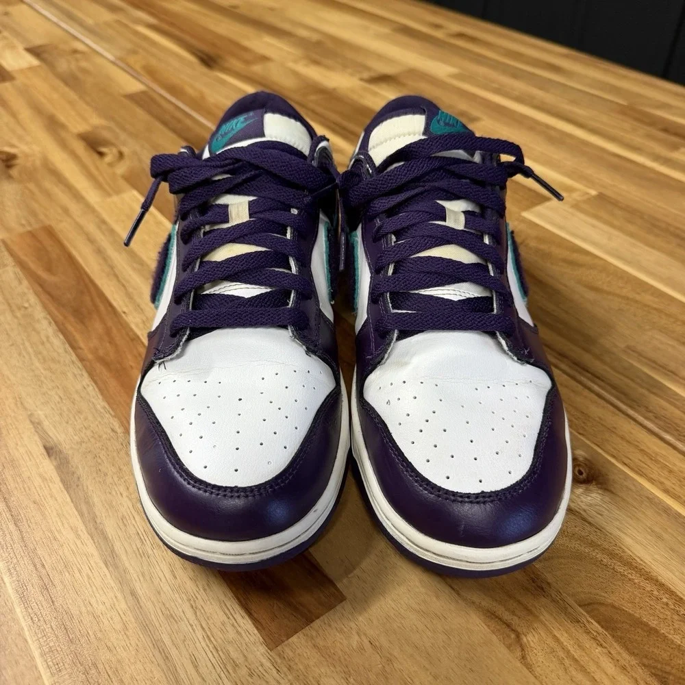 Mens Nike DUNK LOW CHENILLE SWOOSH SAIL GRAND PURPLE Teal Size 11